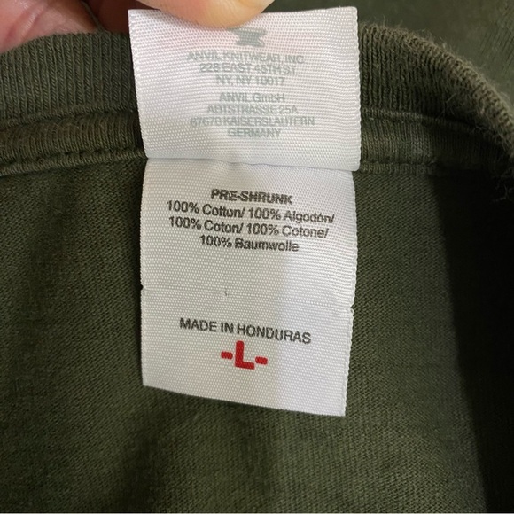 Anvil Men’s Army Green Cotton Short Sleeve Tee - Picture 6 of 7